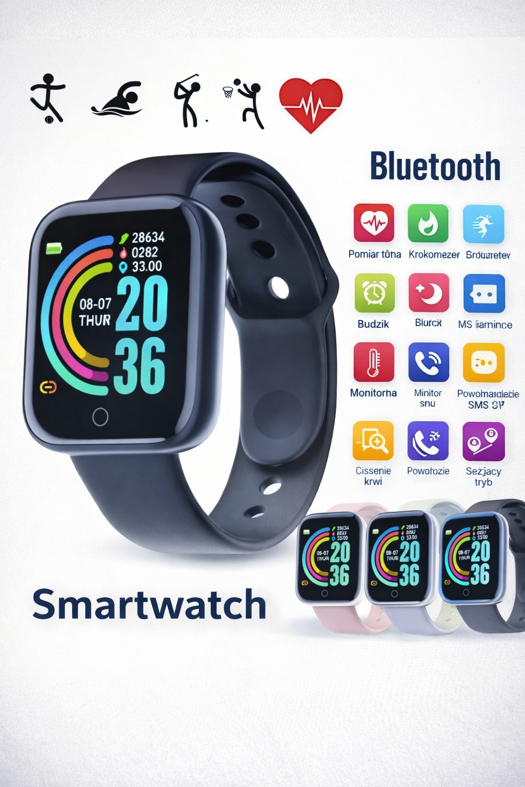 Smartwatch Sportowy Bluetooth