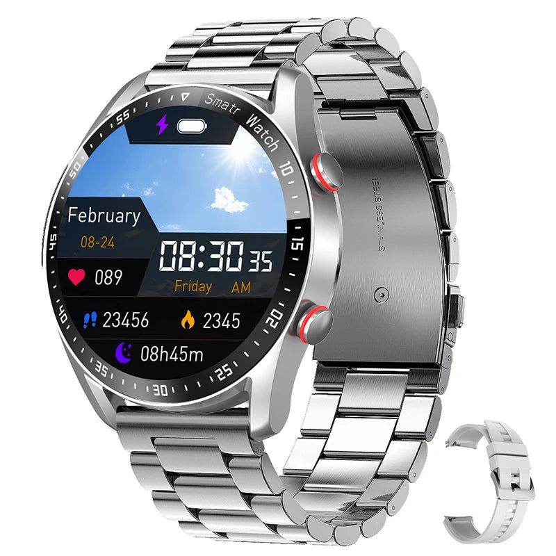 SMARTWATCH OKRĄGŁY STALOWY ROZMOWY