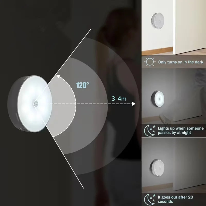 Lampka nocna LED z czujnikiem ruchu – bezprzewodowa (USB)