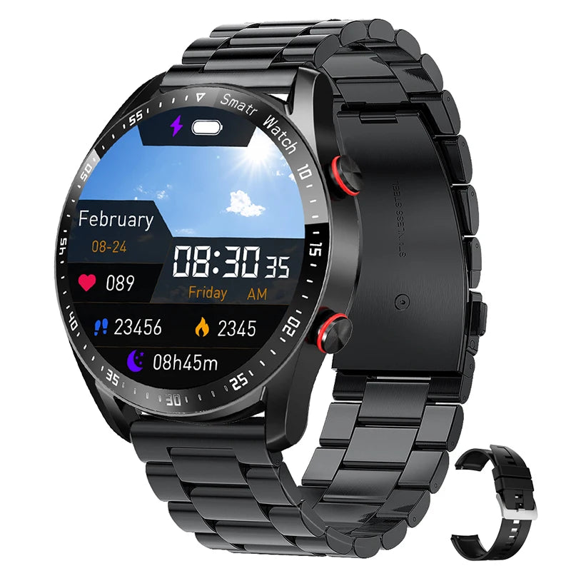 SMARTWATCH OKRĄGŁY STALOWY ROZMOWY