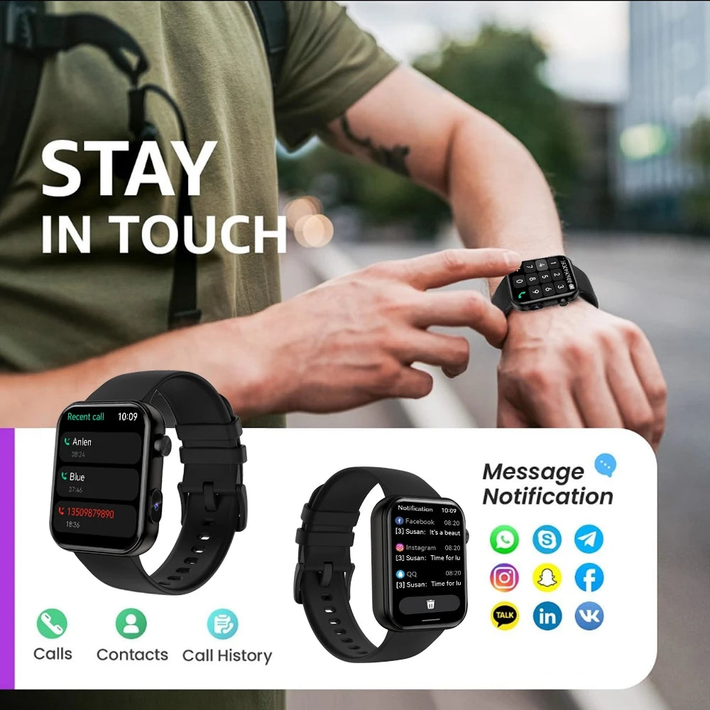 Smartwatch z Kamerą – Rozmowy Bluetooth, Monitor Zdrowia, 1.91” IPS
