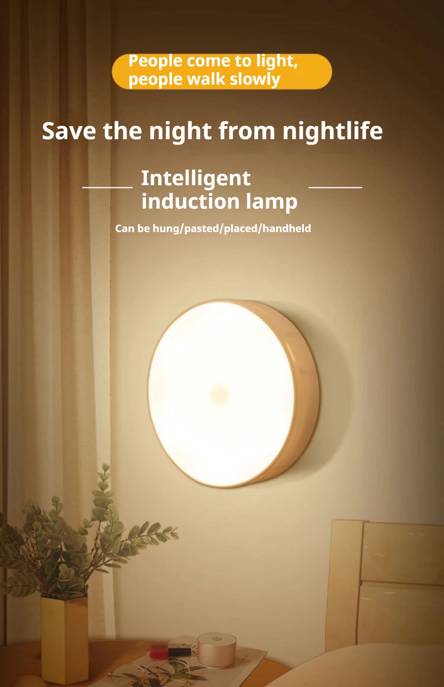 Lampka nocna LED z czujnikiem ruchu – bezprzewodowa (USB)