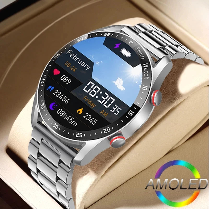 SMARTWATCH OKRĄGŁY STALOWY ROZMOWY