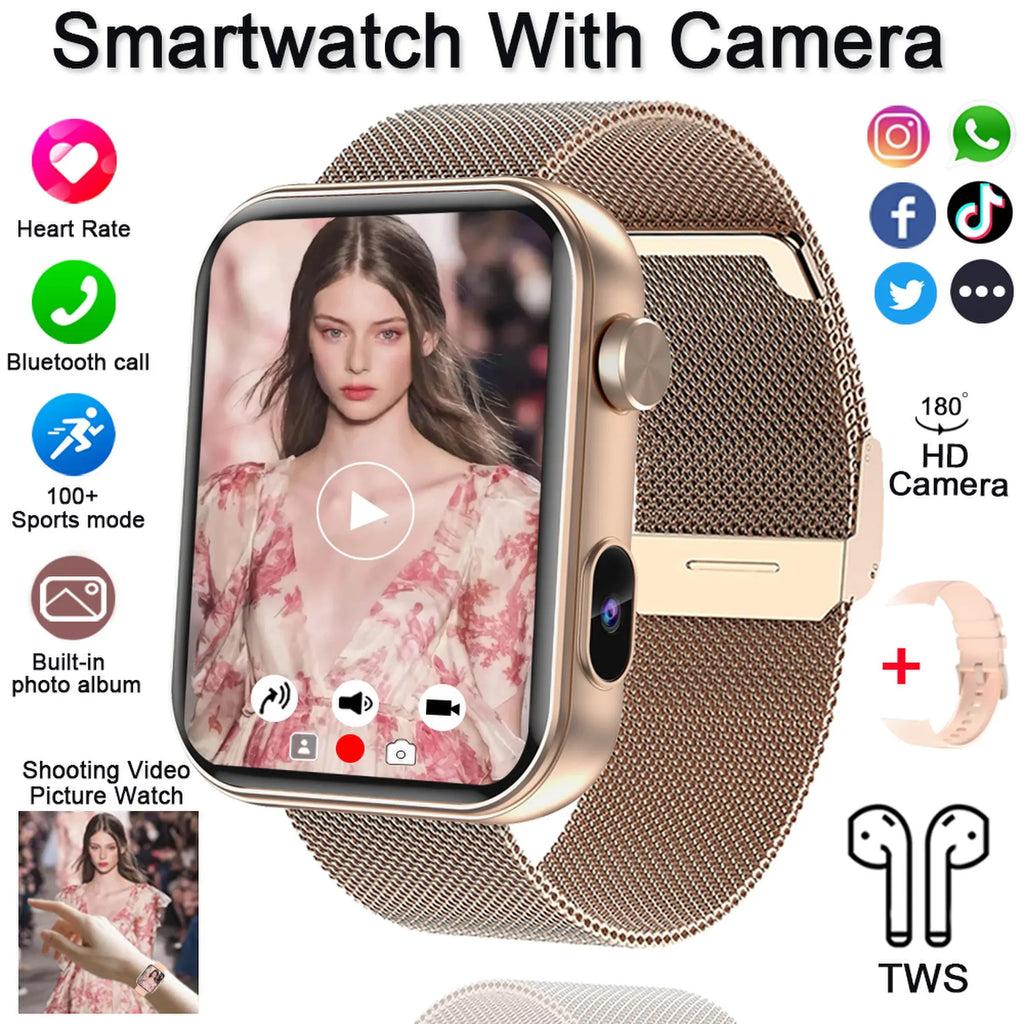 Smartwatch z Kamerą – Rozmowy Bluetooth, Monitor Zdrowia, 1.91” IPS
